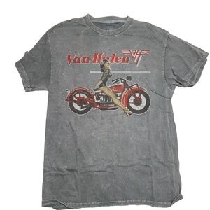 Van Halen Shirt Biker Mens Hard Rock Concert Pin Up Tee Eddie Van Halen